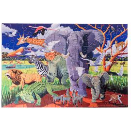Puzzel & poster - Wilde safari - 100 st