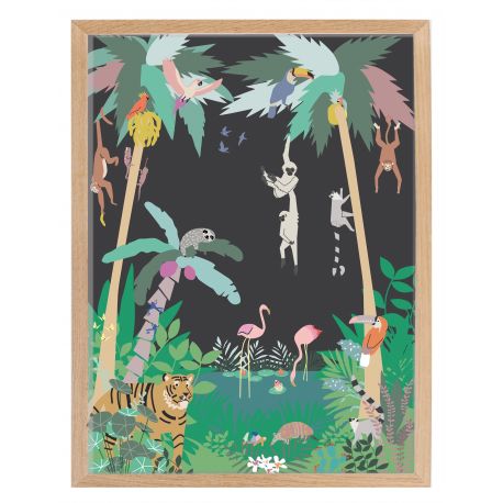Poster met kader - Jungle (30x40)