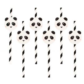 12 papieren rietjes - mini panda