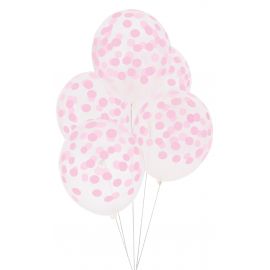 5 geprinte ballonnen confetti - lichtroze