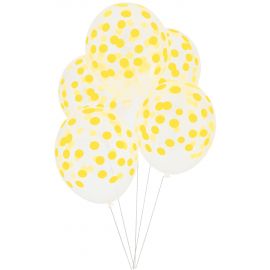 5 geprinte ballonnen confetti - geel