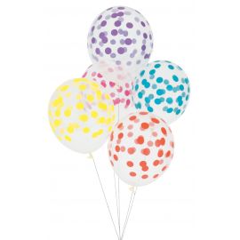5 geprinte ballonnen confetti - mix multicolor