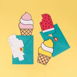 8 uitnodigingen - ice cream