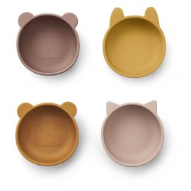 Set van 4 siliconen bowls Iggy - Rose mix