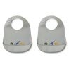 Set van 2 Tilda siliconen slabbetjes - Dino dove blue mix