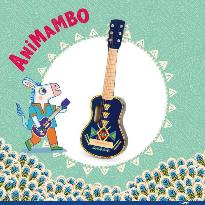 uniek Postbode Groenland DJECO - Zwarte gitaar met 6 metalen snaren - Animambo - De Kleine Zebra