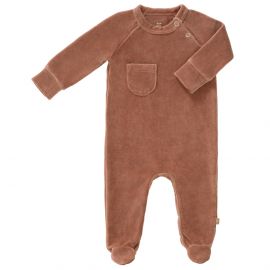 Pyjama velours met voet - Tawny brown