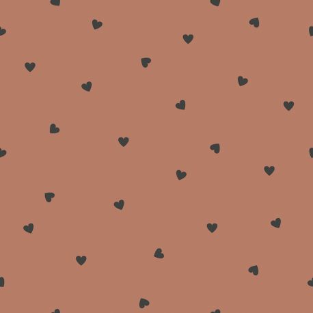 Behangpapier - Minima - Black hearts - Terracotta