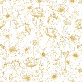 Behangpapier - Motief bloemen - Botany gold