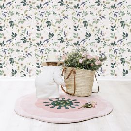 Behangpapier - Motief bloemen op lichte achtergrond