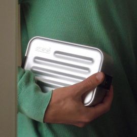 Grijze aluminium lunchbox - Plus