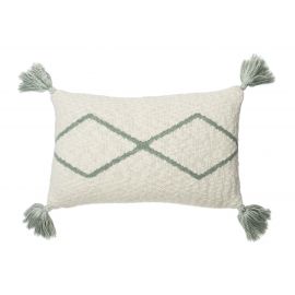 Gebreid kussen Little Oasis - Natural-Indus Blue - 25 x 40 cm