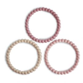 Siliconen parel armbandjes Linen, Peony & Pale pink - 3-pack