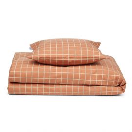 Carl 1-persoons bedset - Check & tuscany rose