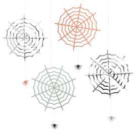Decoratie - Halloween hangende spinnenwebben - Set van 4