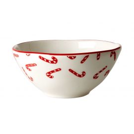 Keramische Bowl - Wit - Santa And Candy Cane Print