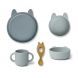 Vivi siliconen eetset - Rabbit & blue multi mix