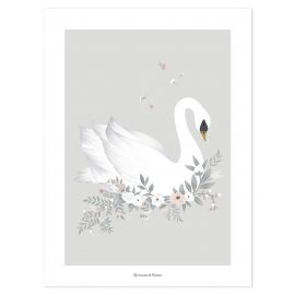 Poster - Swan - Grey Background