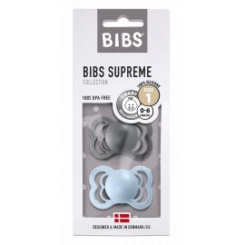 Set van 2 BIBS Supreme tutjes in silicone - Iron & Baby Blue