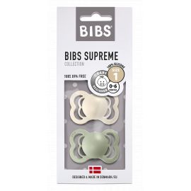 Set van 2 BIBS Supreme tutjes in silicone - Ivory & Sage