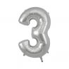 Folieballon cijfer - silver 3