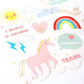 Set van 16 servetten - Rainbow & unicorns