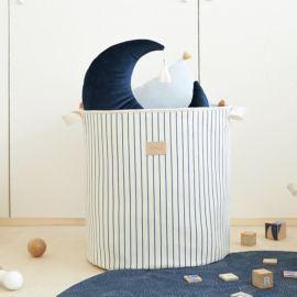 Odéon speelgoedzak - 41 x 37 x 37 cm - Blue Thin Stripes & Natural