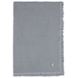 Muslin fringe deken - Storm grey - 75 x 100 cm