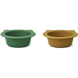 Peony kommetjes met zuignap - 2-pack - Eden & golden caramel mix