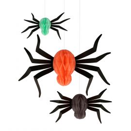 Set van 12 decoratieve hangende spinnen - Honeycomb Spiders