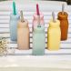 Siliconen fles met rietje - Mellow Yellow & Powder Grey