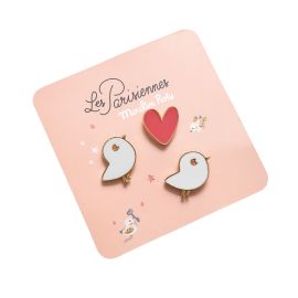 Set van 3 gelakte pins Vogels - Les Parisiennes