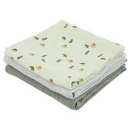 Set van 3 mousseline wimpers - 55x55cm - Friendly Vegetables