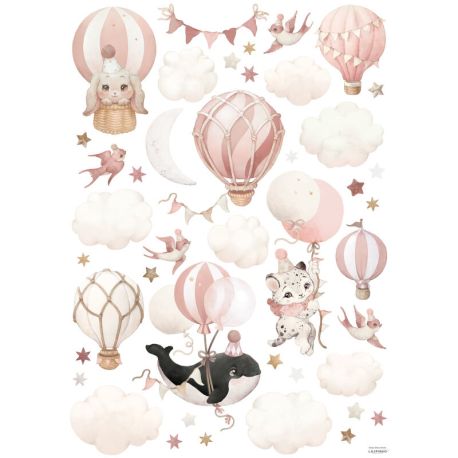 Decoratief stickervel L - Animals Fantasy (Pink) - Lilipinso