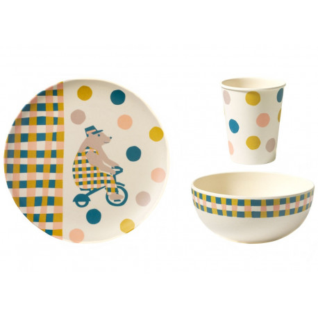 set repas enfant en bambou 'ours de cirque' set repas enfant en bambou 'ours de cirque'