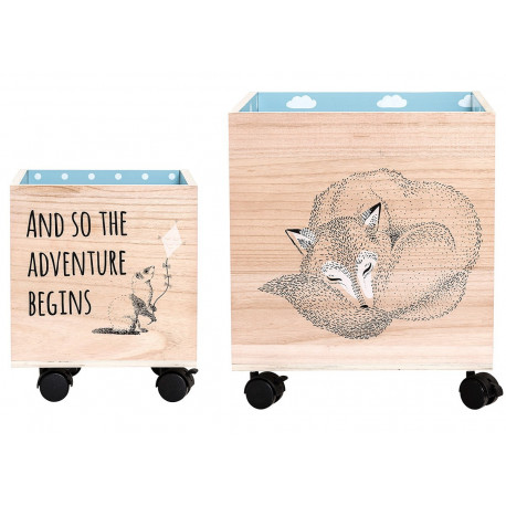 set de 2 boîtes de rangement à roulettes 'sleeping fox' set de 2 boîtes de rangement à roulettes 'sleeping fox'