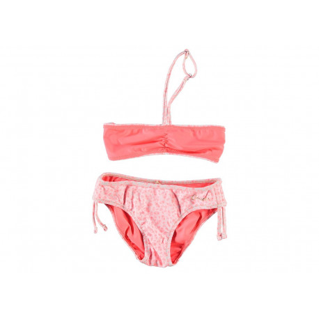 Neon roze omkeerbare bikini - Bloemetjes