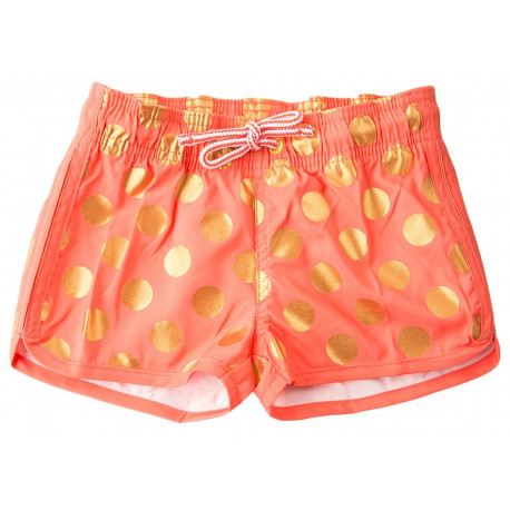 Koraalroze meisjesshort met gouden stippen Koraalroze meisjesshort met gouden stippen
