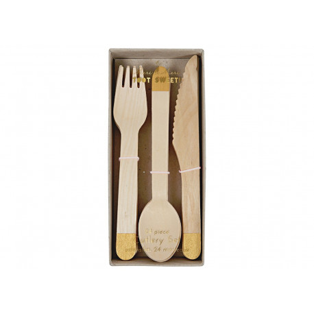 Trendy gouden houten bestekset Trendy gouden houten bestekset