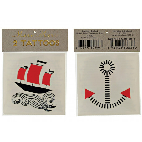 Stoer setje plaktattoos - Boot & anker Stoer setje plaktattoos - Boot & anker