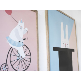poster 'Cycling bear pink' 30x40cm