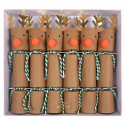 Kerstige set van 6 rendier party crackers