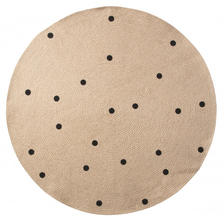 knap jute tapijt 'black dots' knap jute tapijt 'black dots'