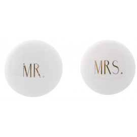 keramieken haak 'Mr. & Mrs.' met gouden tekst