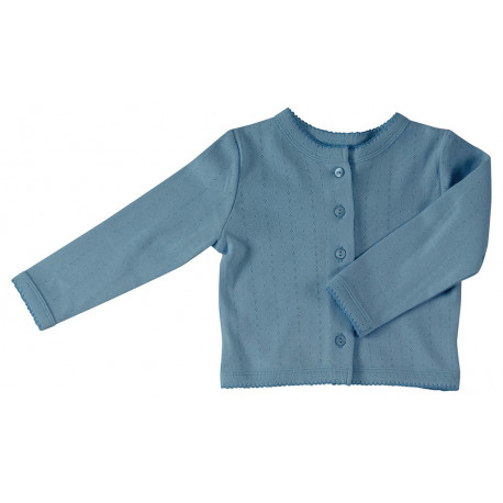 pointelle vestje in bio katoen - adriatisch blauw pointelle vestje in bio katoen - adriatisch blauw