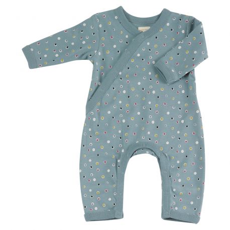 Blauwe pyjama met lange mouw in BIO katoen - multi stippen Blauwe pyjama met lange mouw in BIO katoen - multi stippen